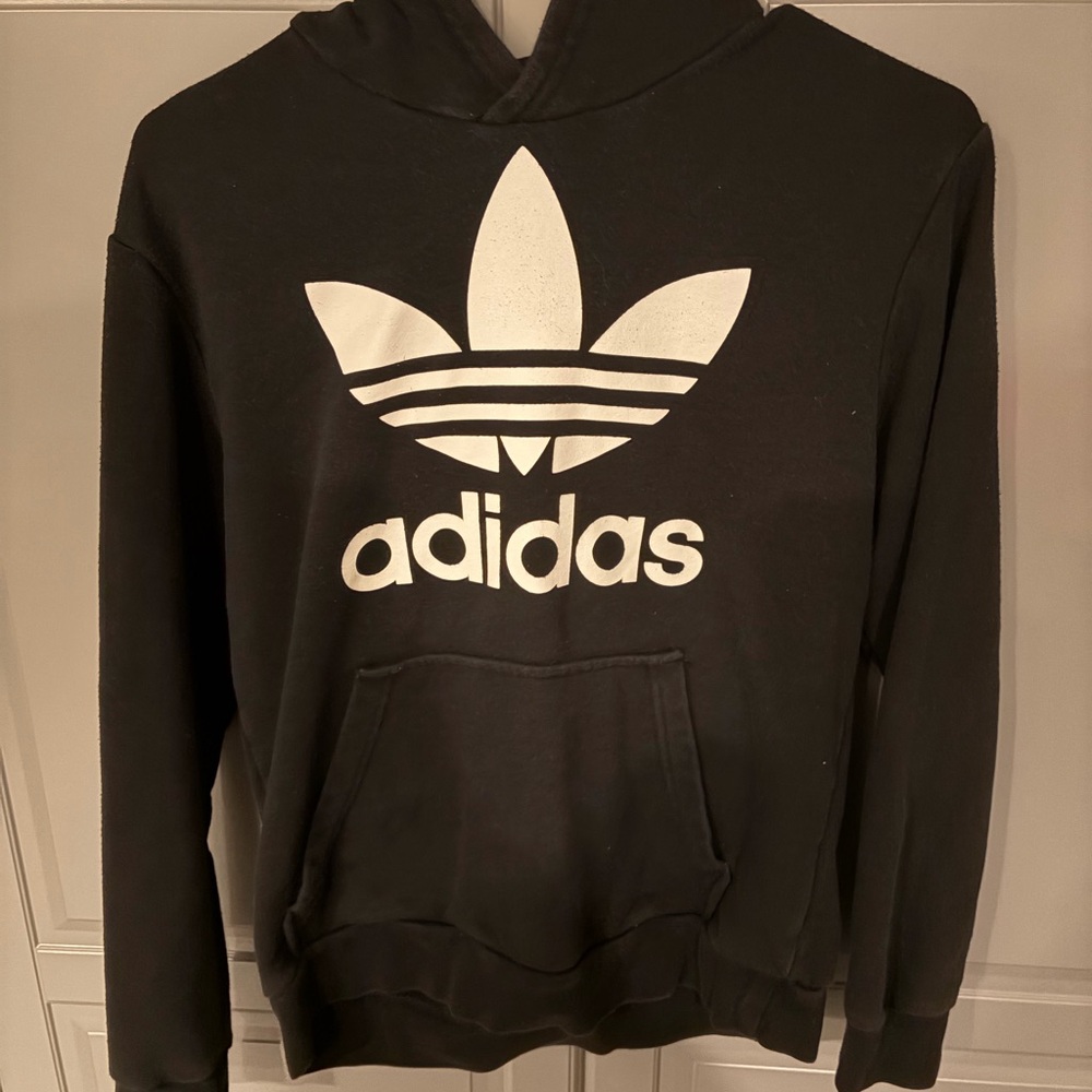 Adidas Black and White Trefoil Hoodie